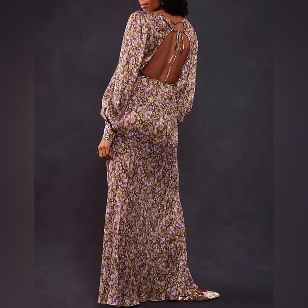 NWT For Love & Lemons Wynne Maxi Dress Shimmer Women’s Medium Cut-Out Sparkles - Picture 2 of 13